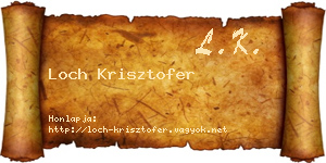 Loch Krisztofer névjegykártya